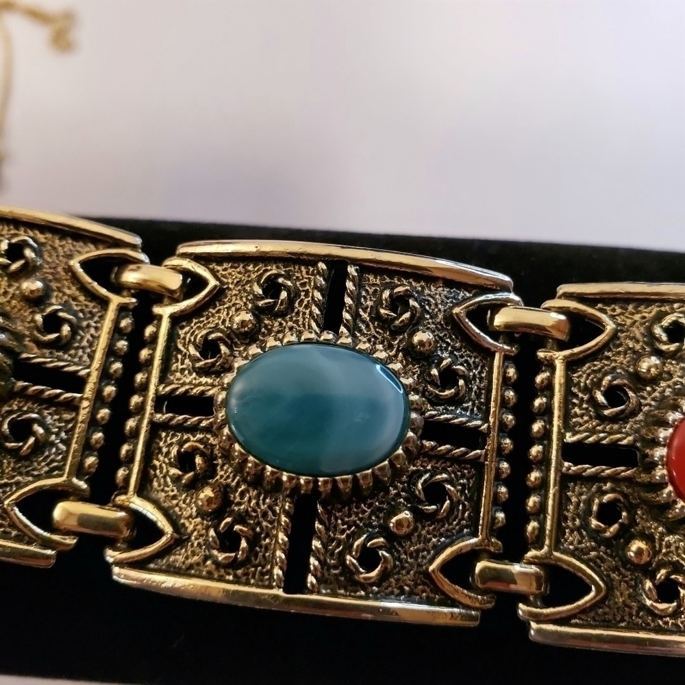 UPDATED AD Sarah Coventry Vintage 60's Bracelet Links Stones - Picture 10 of 16